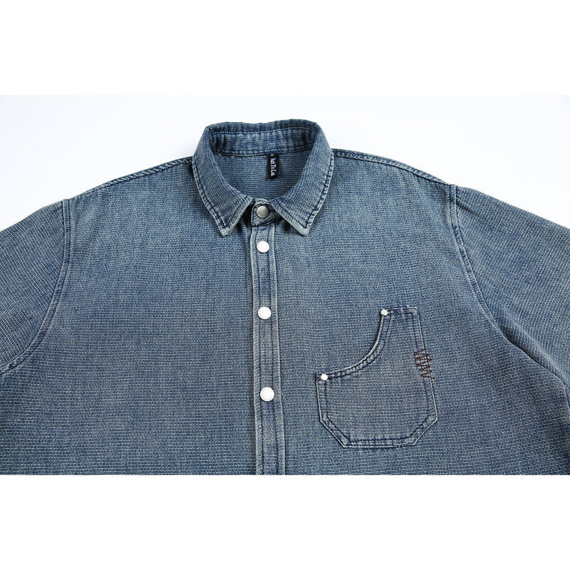 Classic Light Blue Denim Chambray Shirt on Sale - Men's and Women's Short Sleeve Vintage Style - Seakoff