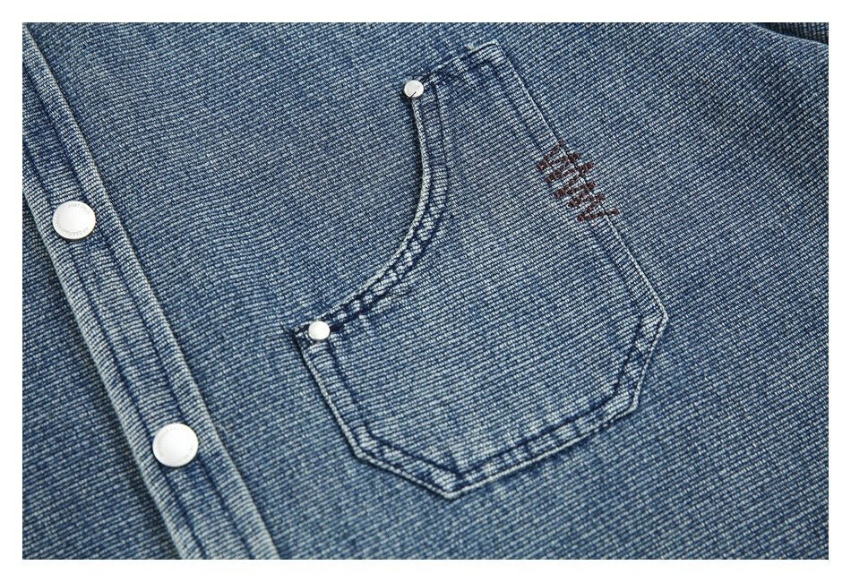Classic Light Blue Denim Chambray Shirt on Sale - Men's and Women's Short Sleeve Vintage Style - Seakoff