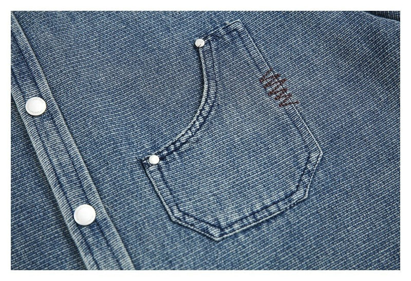 Classic Light Blue Denim Chambray Shirt on Sale - Men's and Women's Short Sleeve Vintage Style - Seakoff