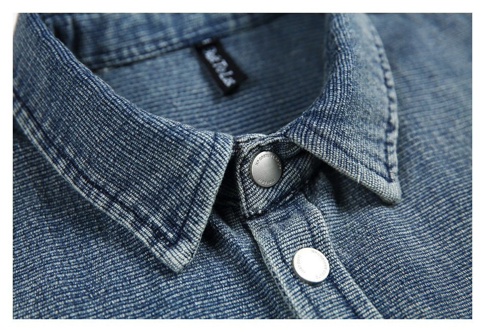 Classic Light Blue Denim Chambray Shirt on Sale - Men's and Women's Short Sleeve Vintage Style - Seakoff
