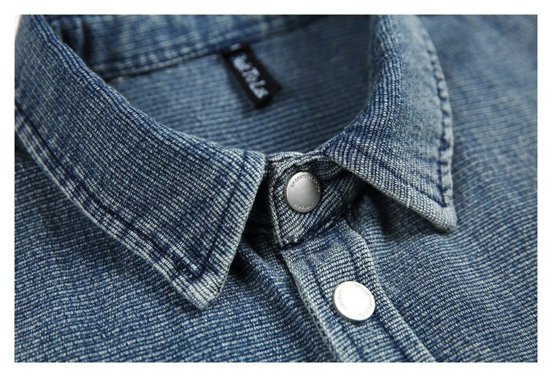 Classic Light Blue Denim Chambray Shirt on Sale - Men's and Women's Short Sleeve Vintage Style - Seakoff