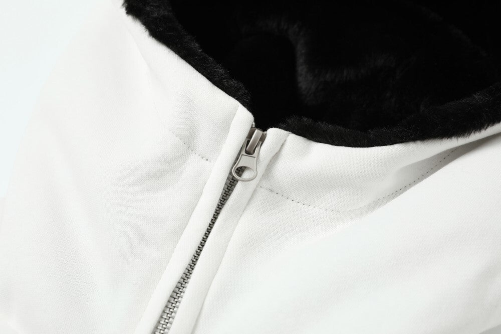 Bunny Ear Sherpa Lined Zip-Up Hoodie Jacket | Omirad