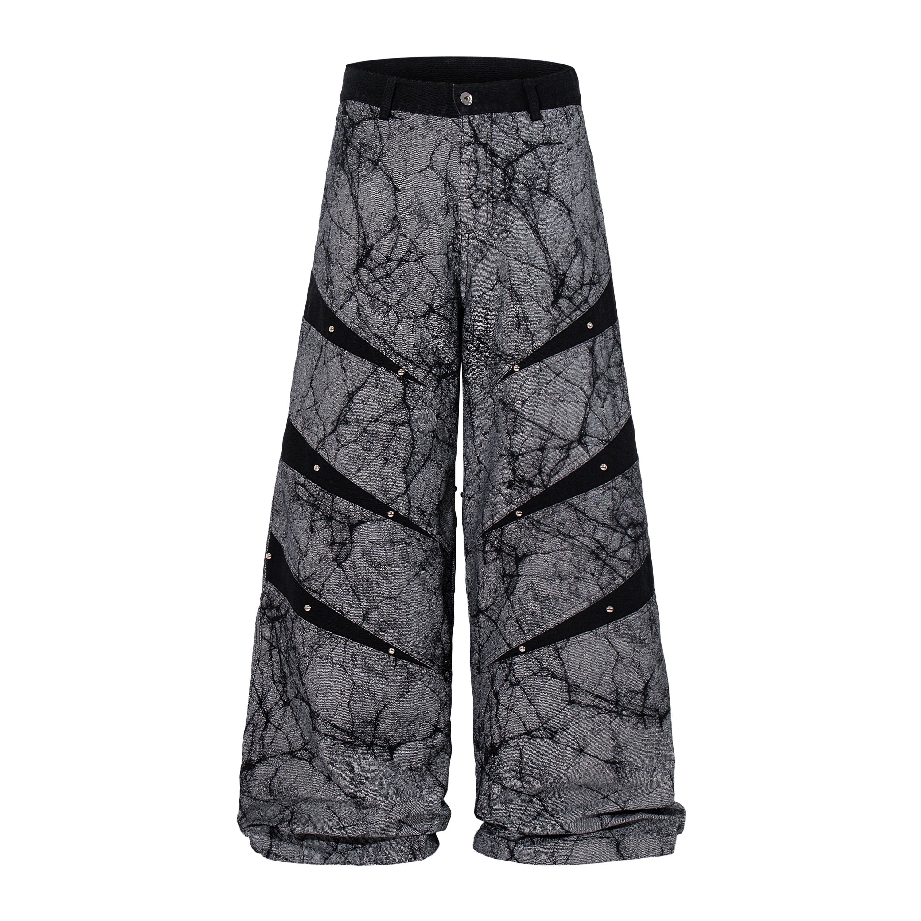 Omirad Graphic Panel Wide Leg Denim Pants | Streetwear