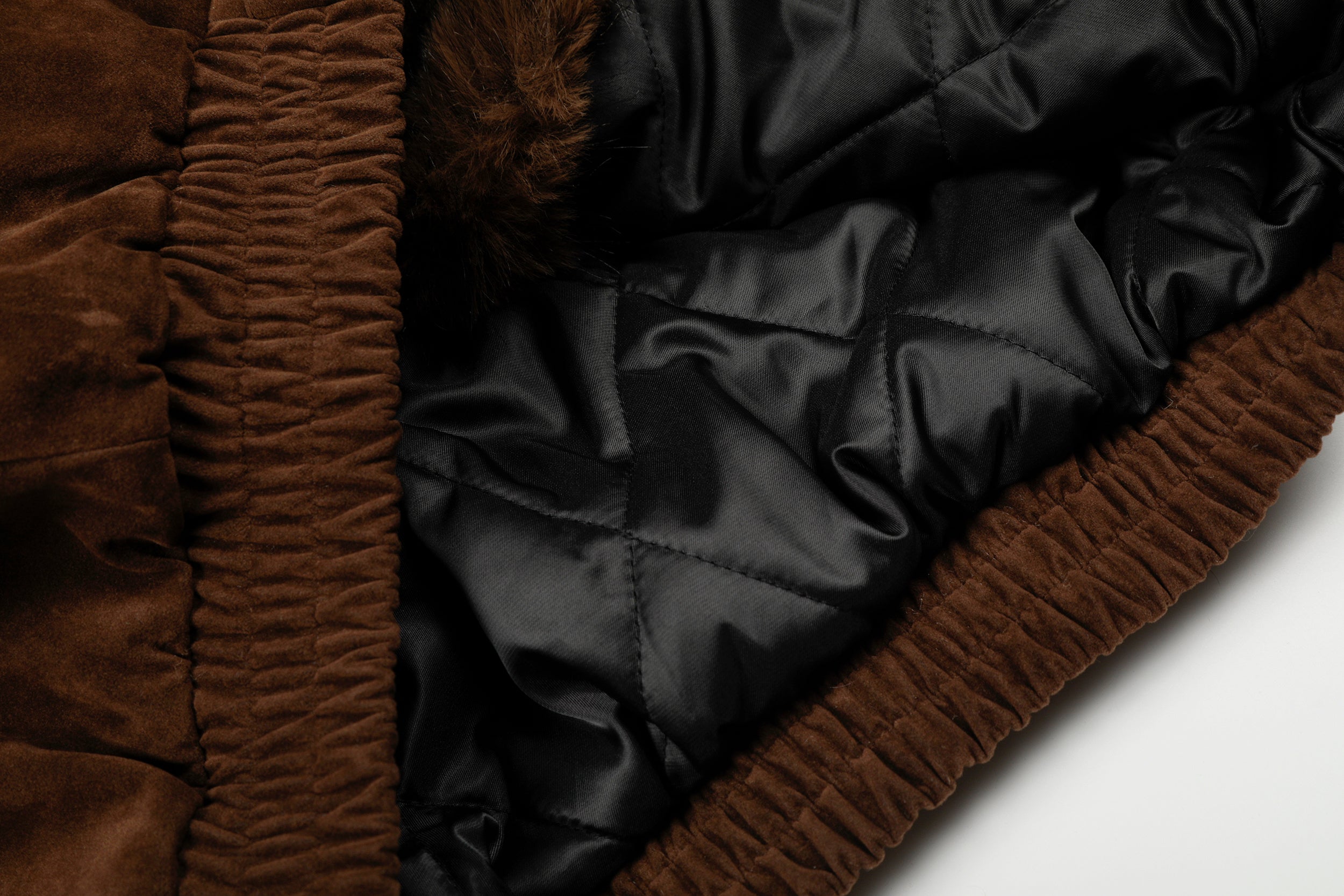 Omirad Faux Suede Fur-Lined Hooded Bomber Jacket