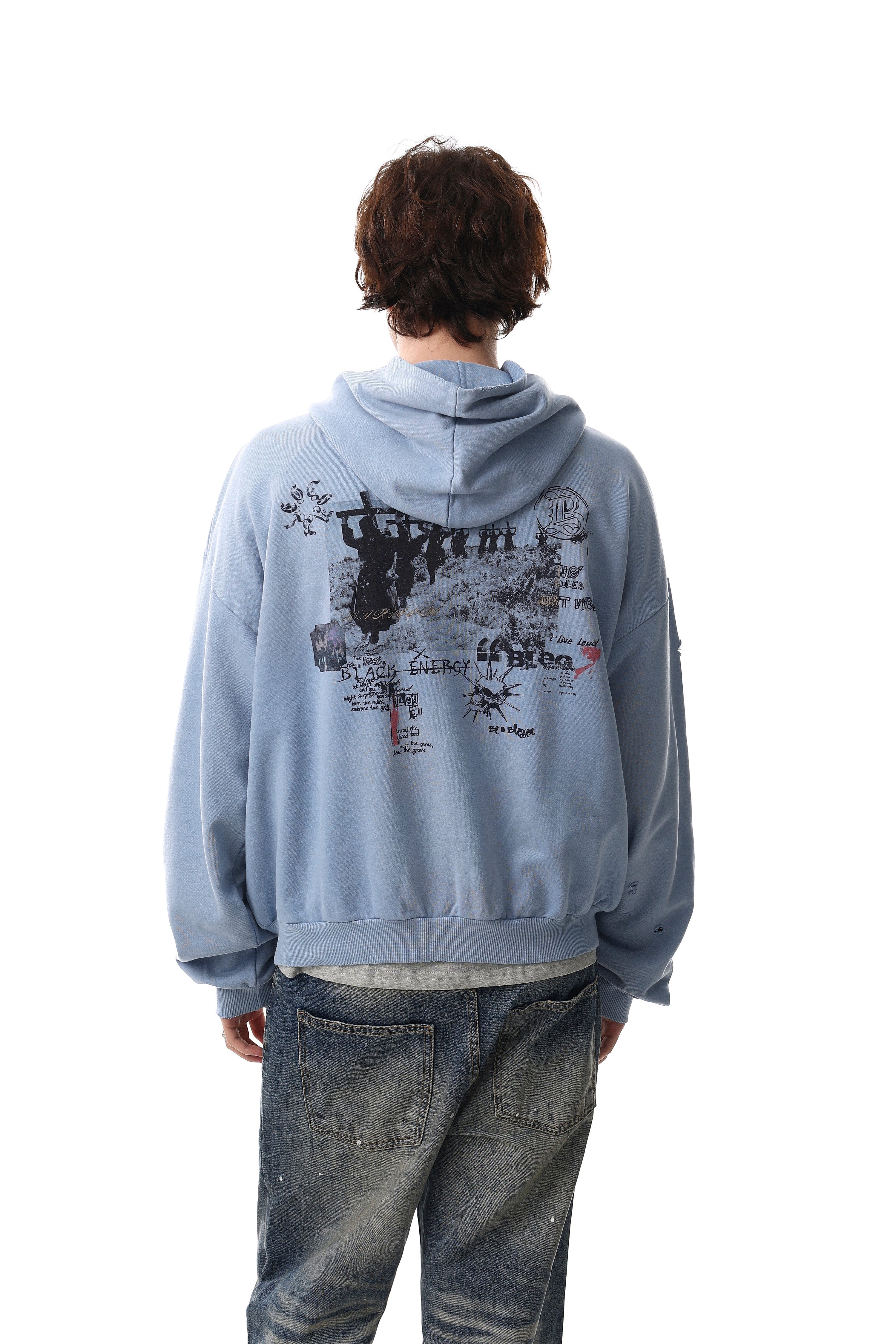 Omirad Collage Graphic Zip-Up Hoodie | Streetwear Art