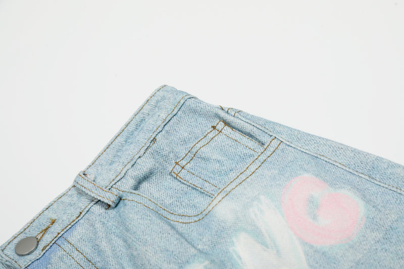 Omirad Life Is Beautiful Graffiti Wide-Leg Jeans