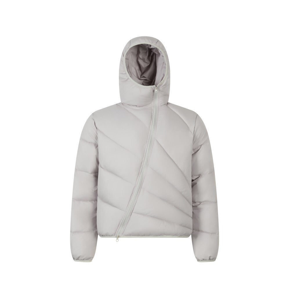 Asymmetric Zip Hooded Puffer Jacket | Streetwear Puffer