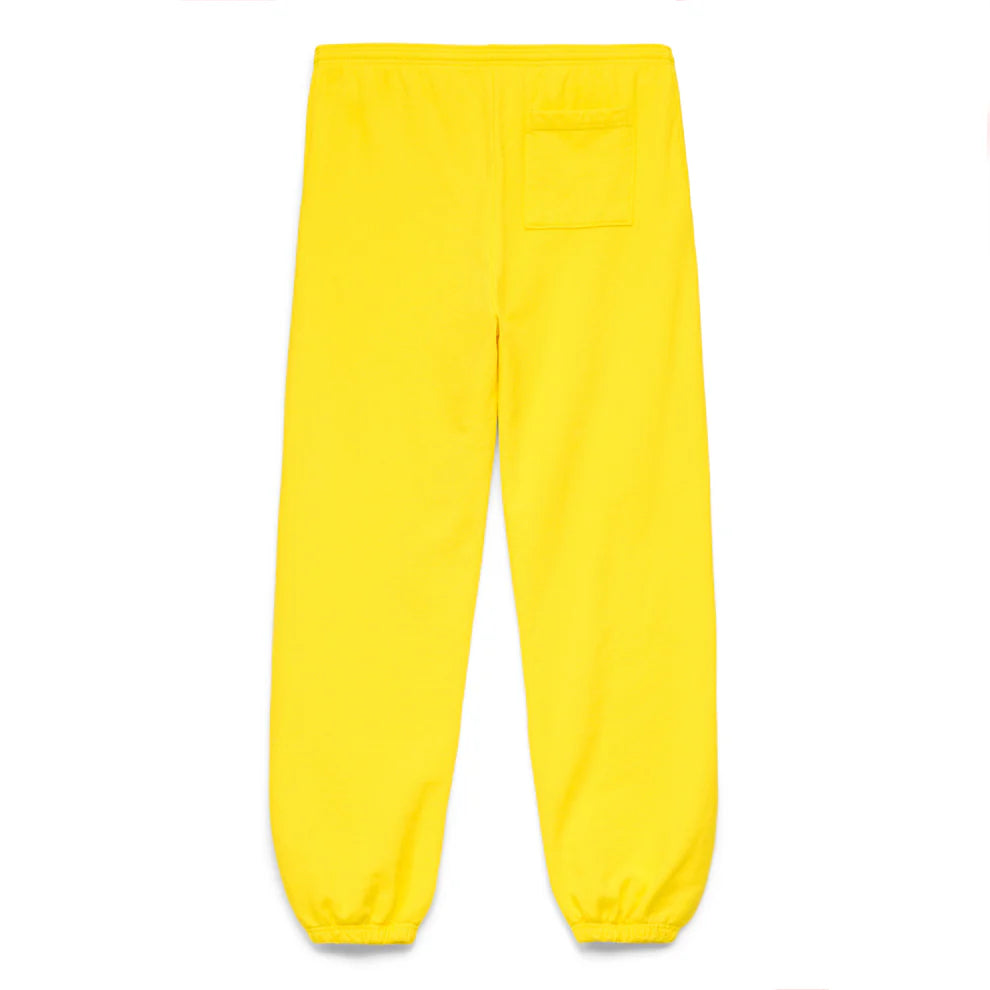 Sp5der Sweatpants – Unisex Yellow Cotton Sweatpants with Front Logo Print