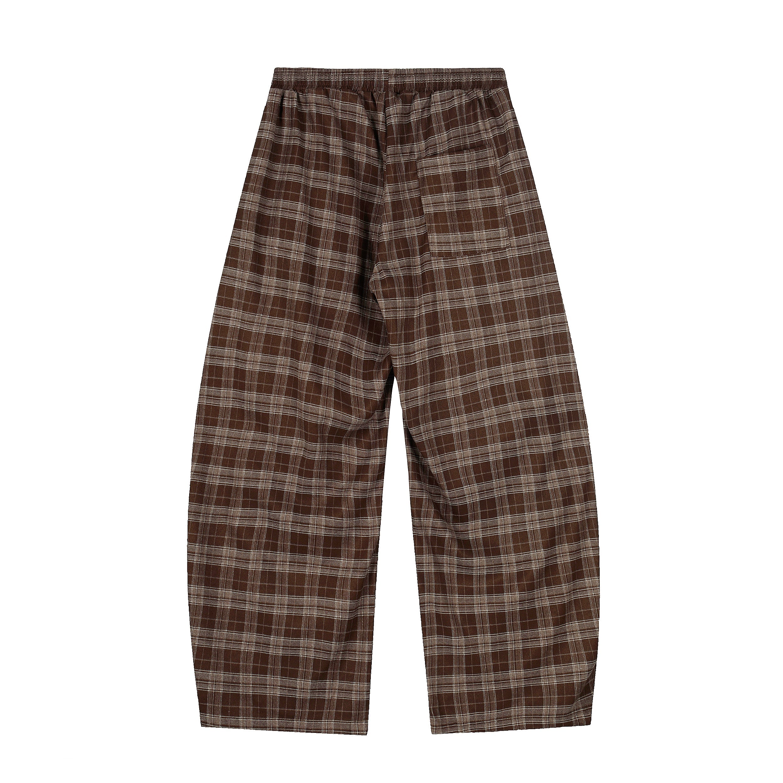 Omirad Brown Plaid Wide-Leg Pants | Streetwear Cargo Style