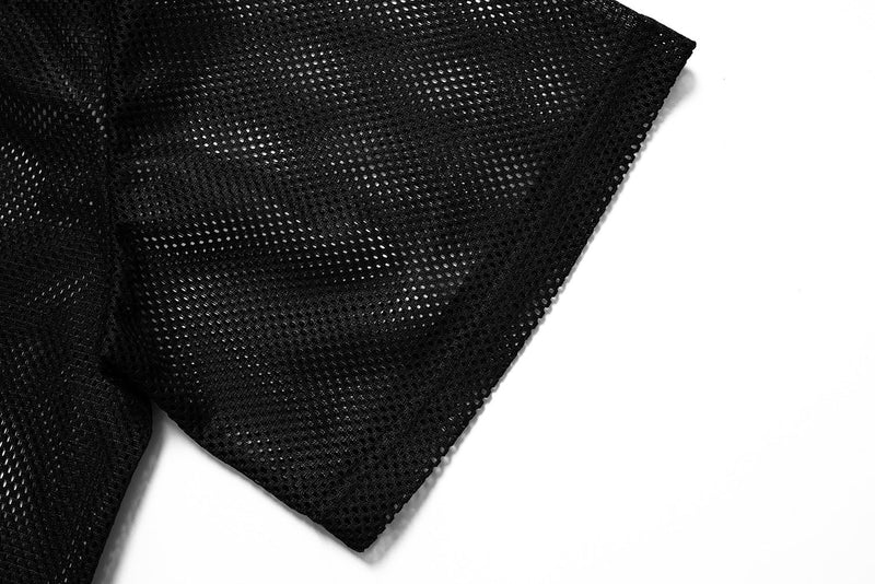 Black mesh football jersey sleeve with breathable perforated fabric and streetwear sportswear texture