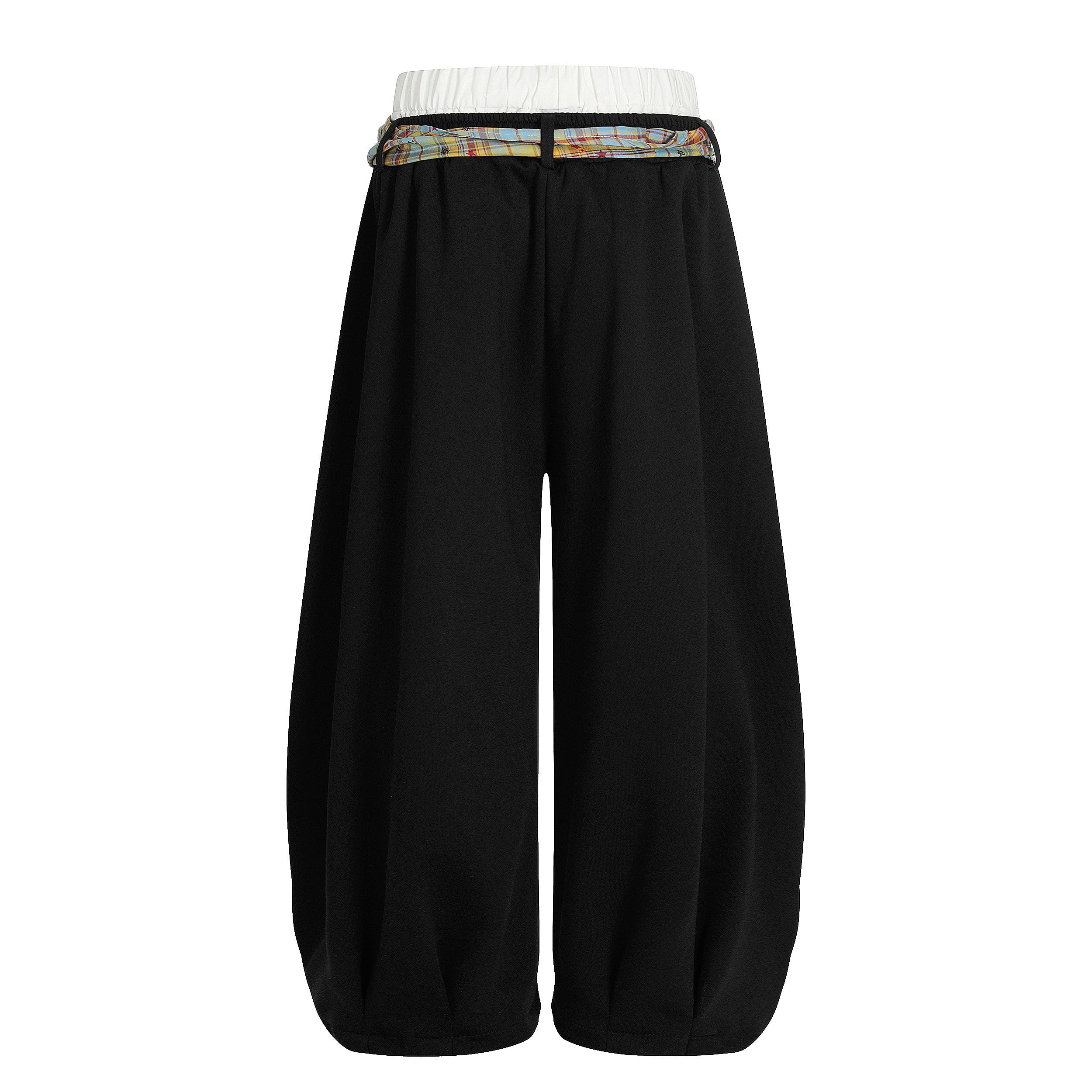 Plaid Drape Stacked Pants | Avant-Garde Streetwear
