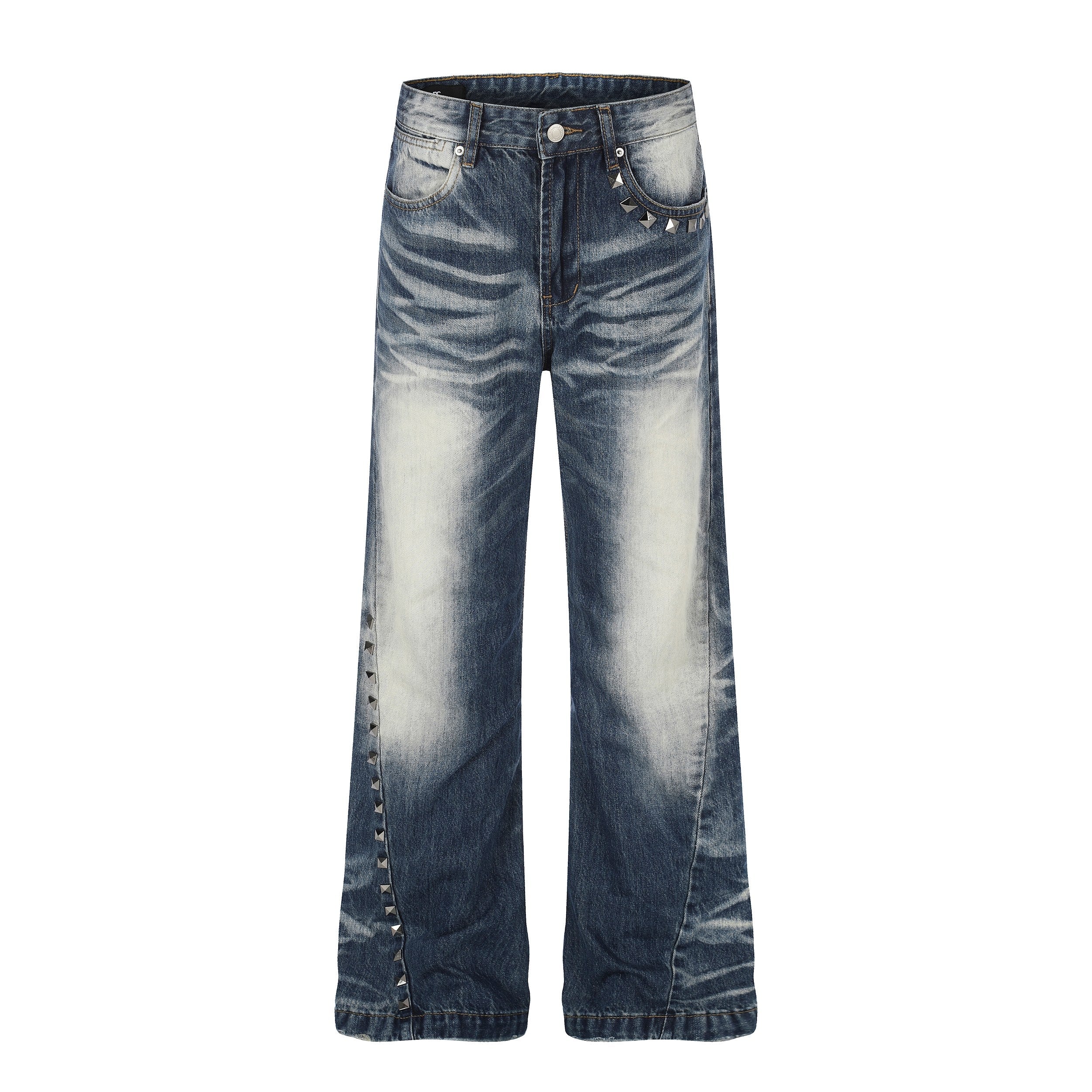 Omirad Studded Vintage Wash Jeans | Y2K Streetwear Denim