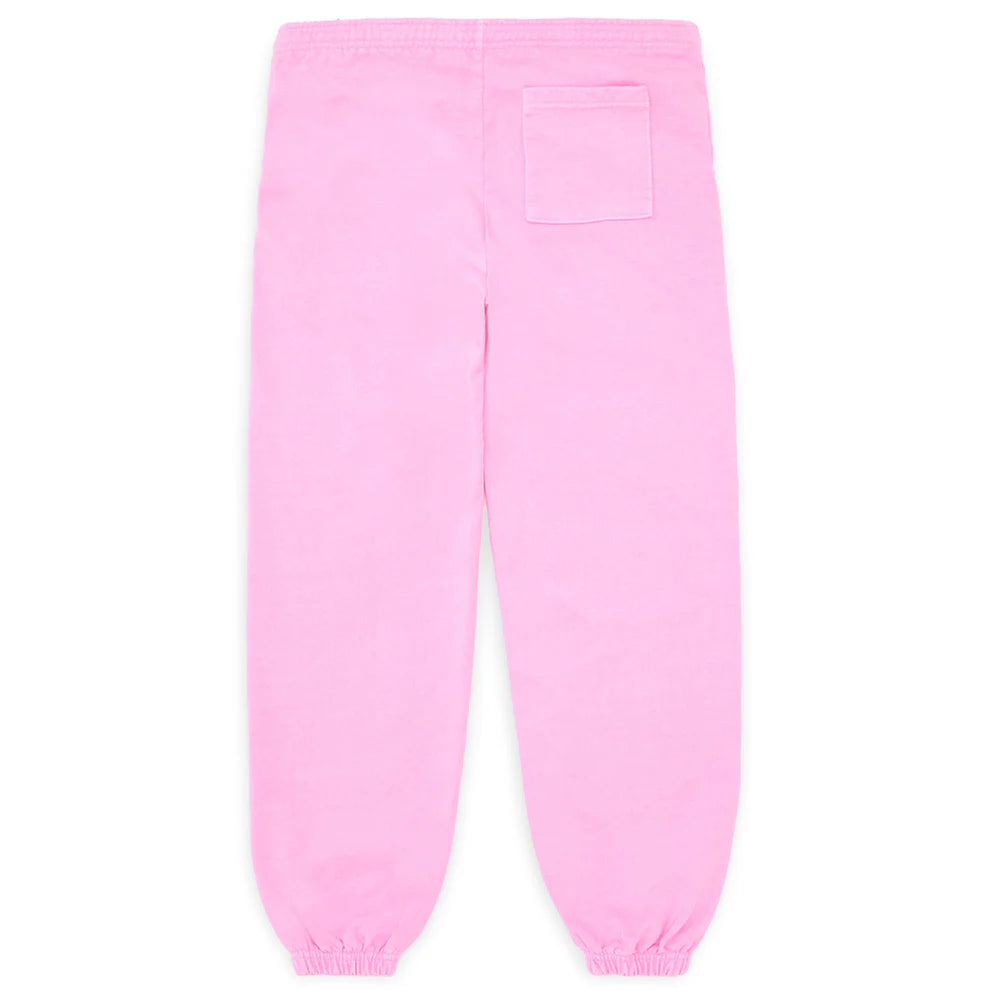 Sp5der Sweatpants – Unisex Light Pink Cotton Sweatpants with Front Logo and Star Print