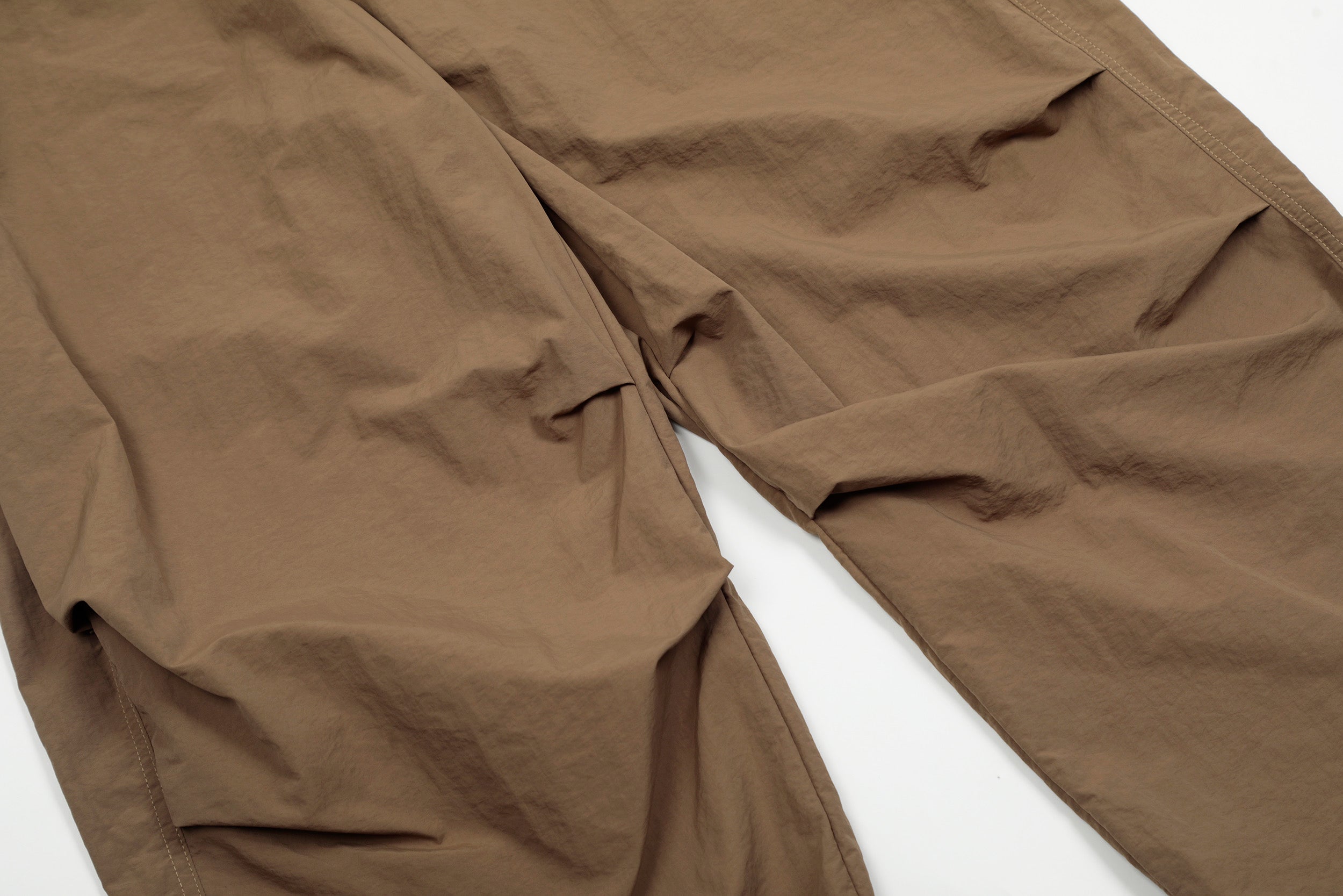 Nylon Plaid-Trim Stacked Pants | Wide-Leg Streetwear