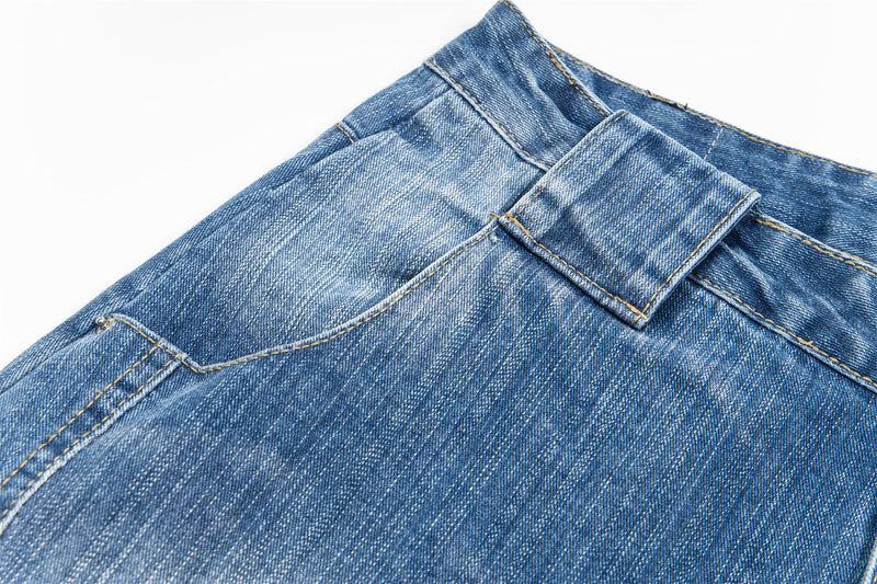 Highlight Fade Curved-Panel Wide-Leg Denim Pants