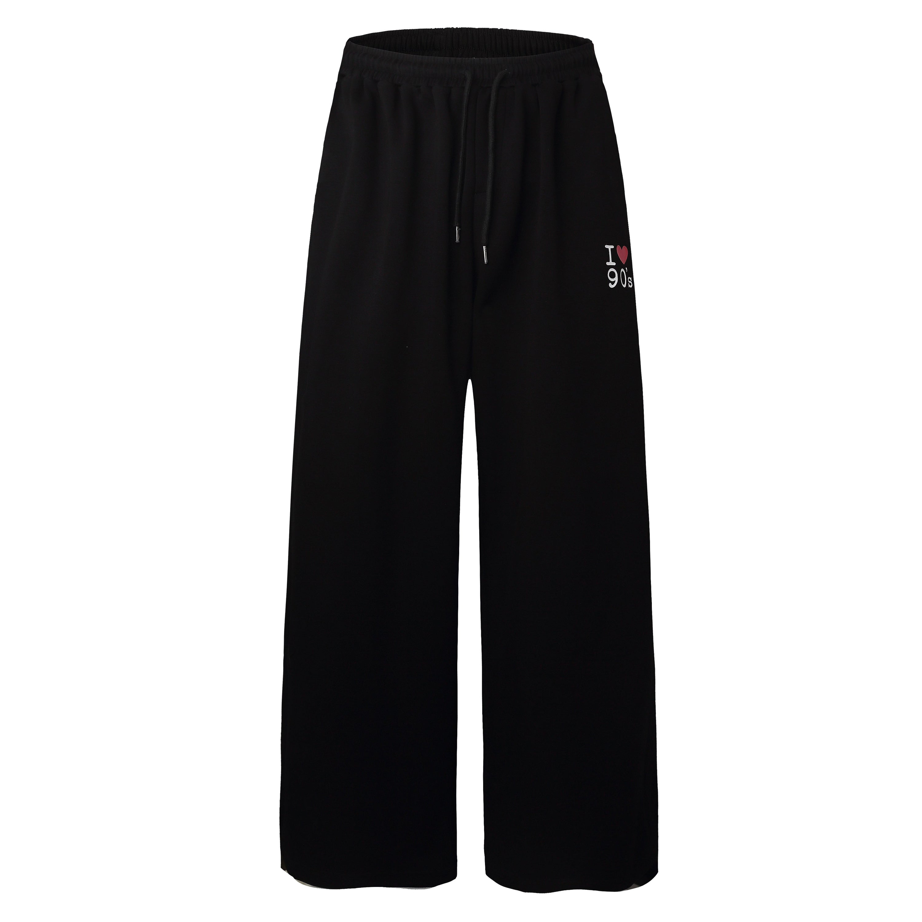 I Love 90s Wide-Leg Sweatpants | Embroidered Streetwear Joggers