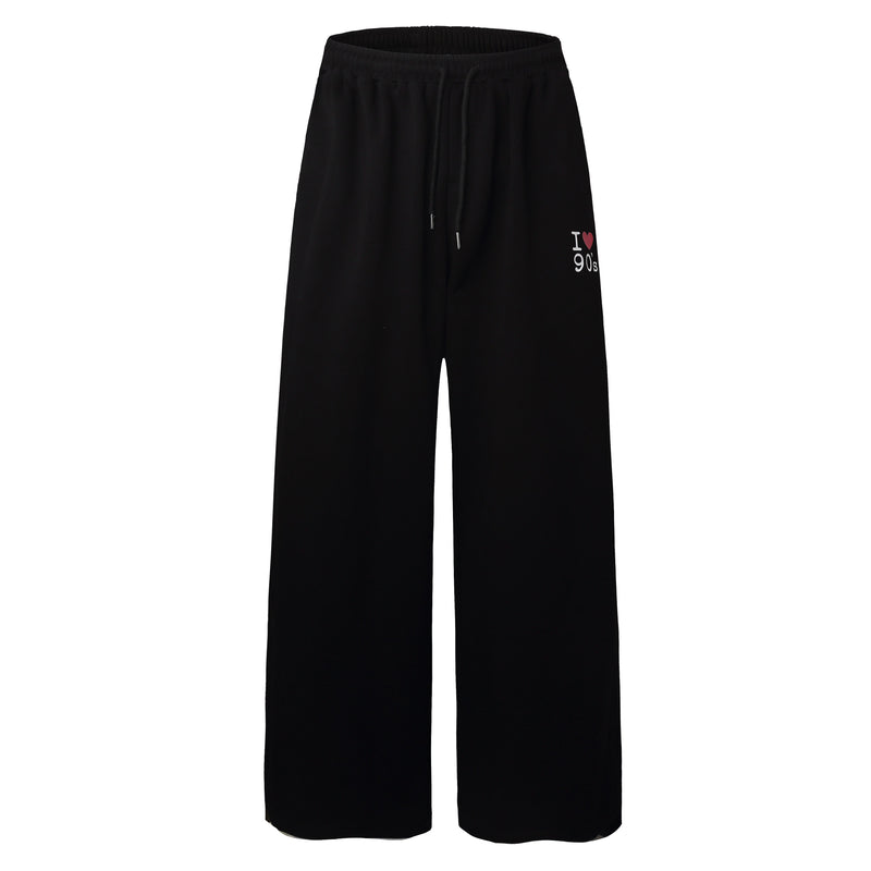 I Love 90s Wide-Leg Sweatpants | Embroidered Streetwear Joggers