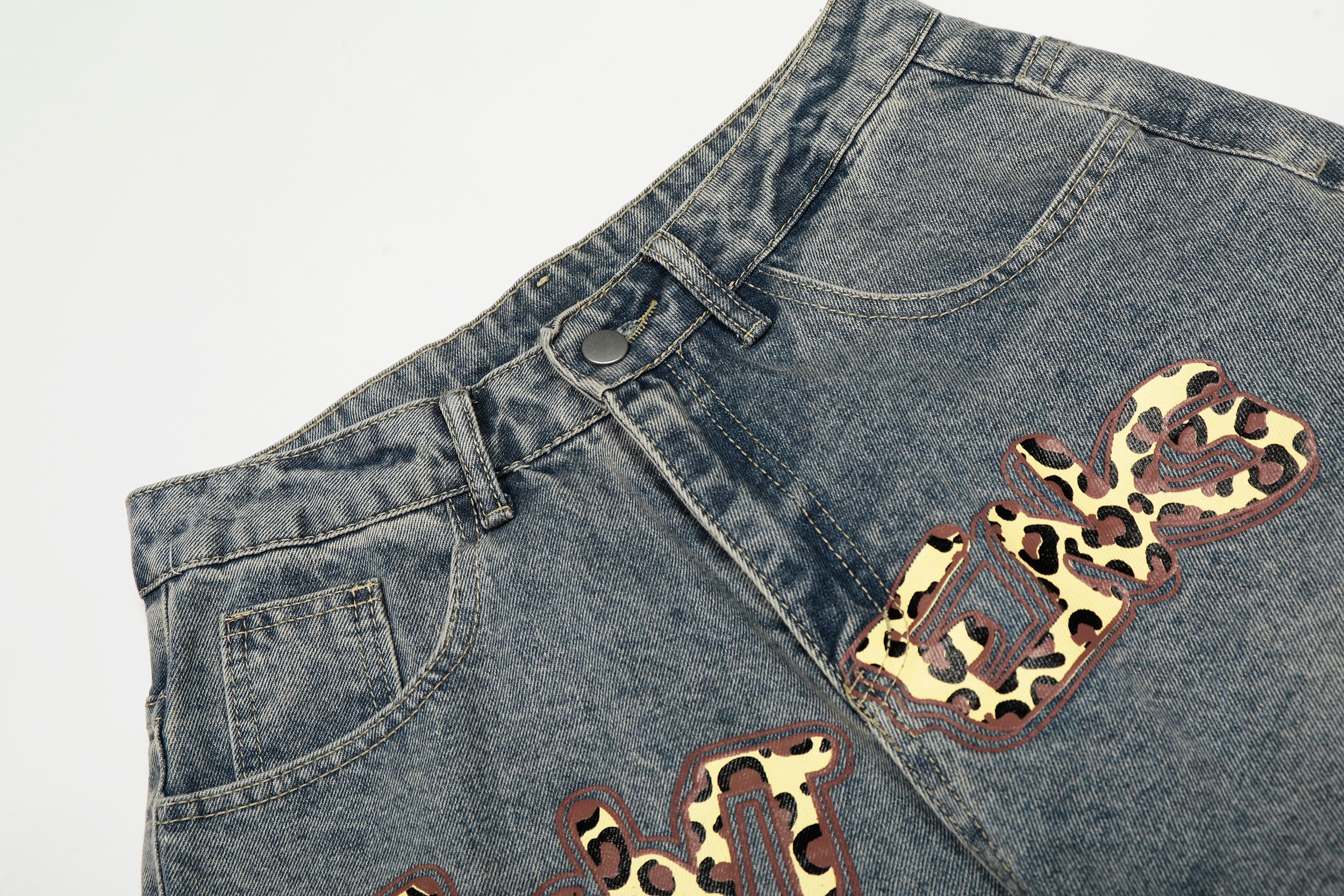 Omirad Leopard Star Wide-Leg Barrel Jeans | Y2K Streetwear
