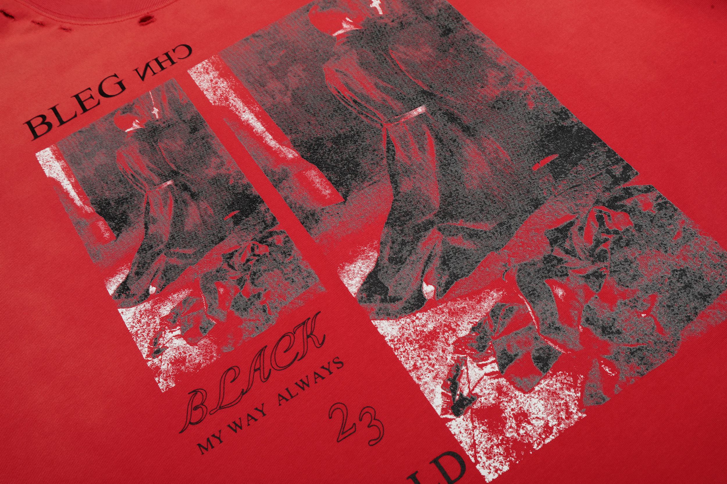 Omirad Vintage Distressed Red Graphic Tee | Streetwear