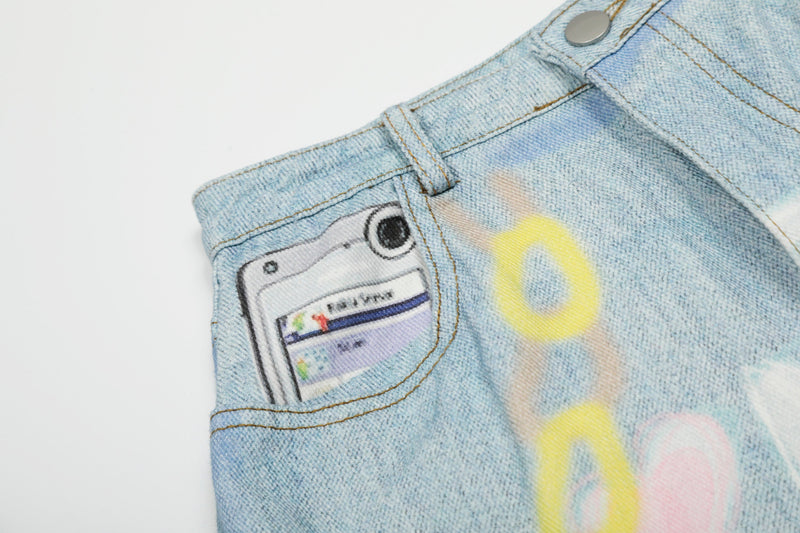 Omirad Life Is Beautiful Graffiti Wide-Leg Jeans