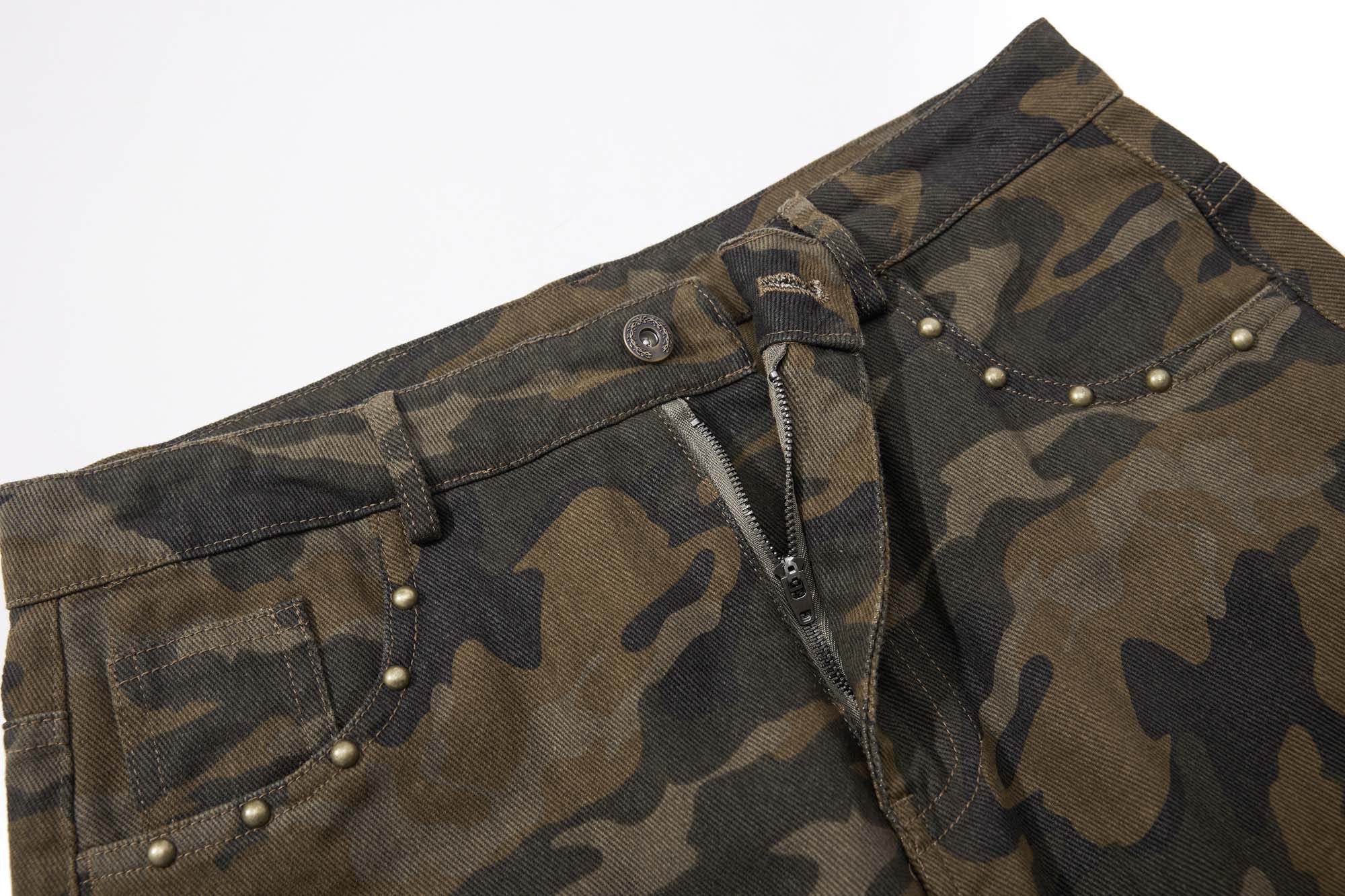 Omirad Camouflage Barrel-Leg Jeans | Wide Leg Camo Denim