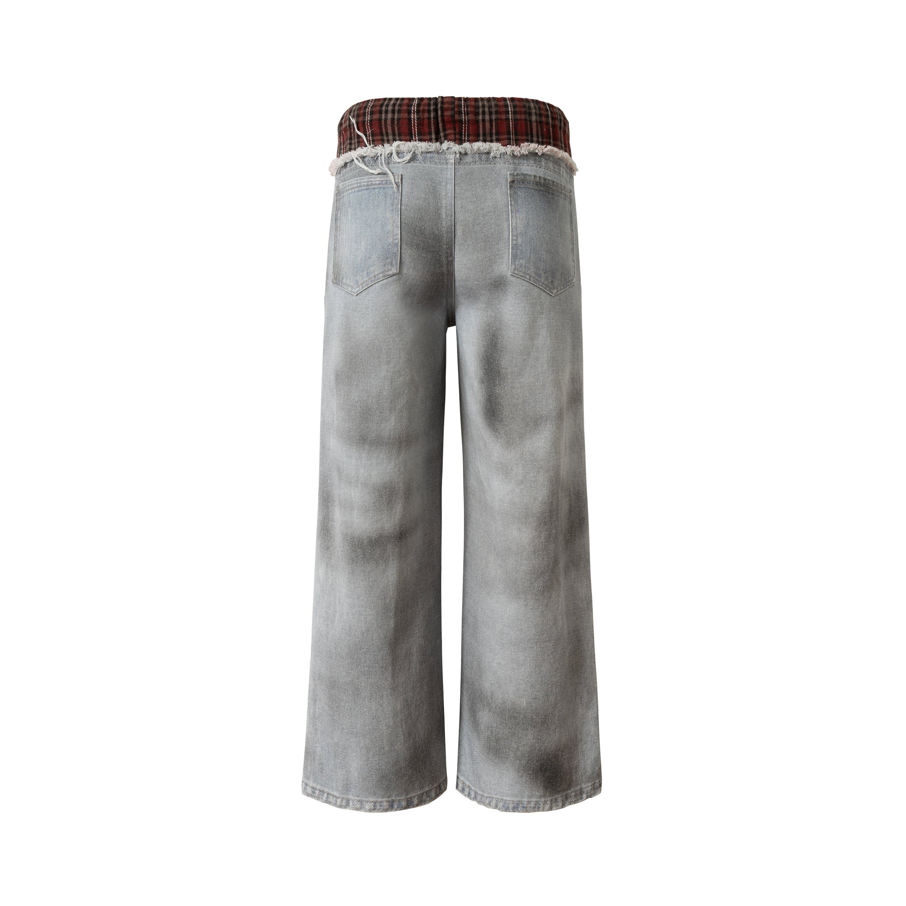 Omirad Plush Charm Distressed Wide-Leg Denim Jeans