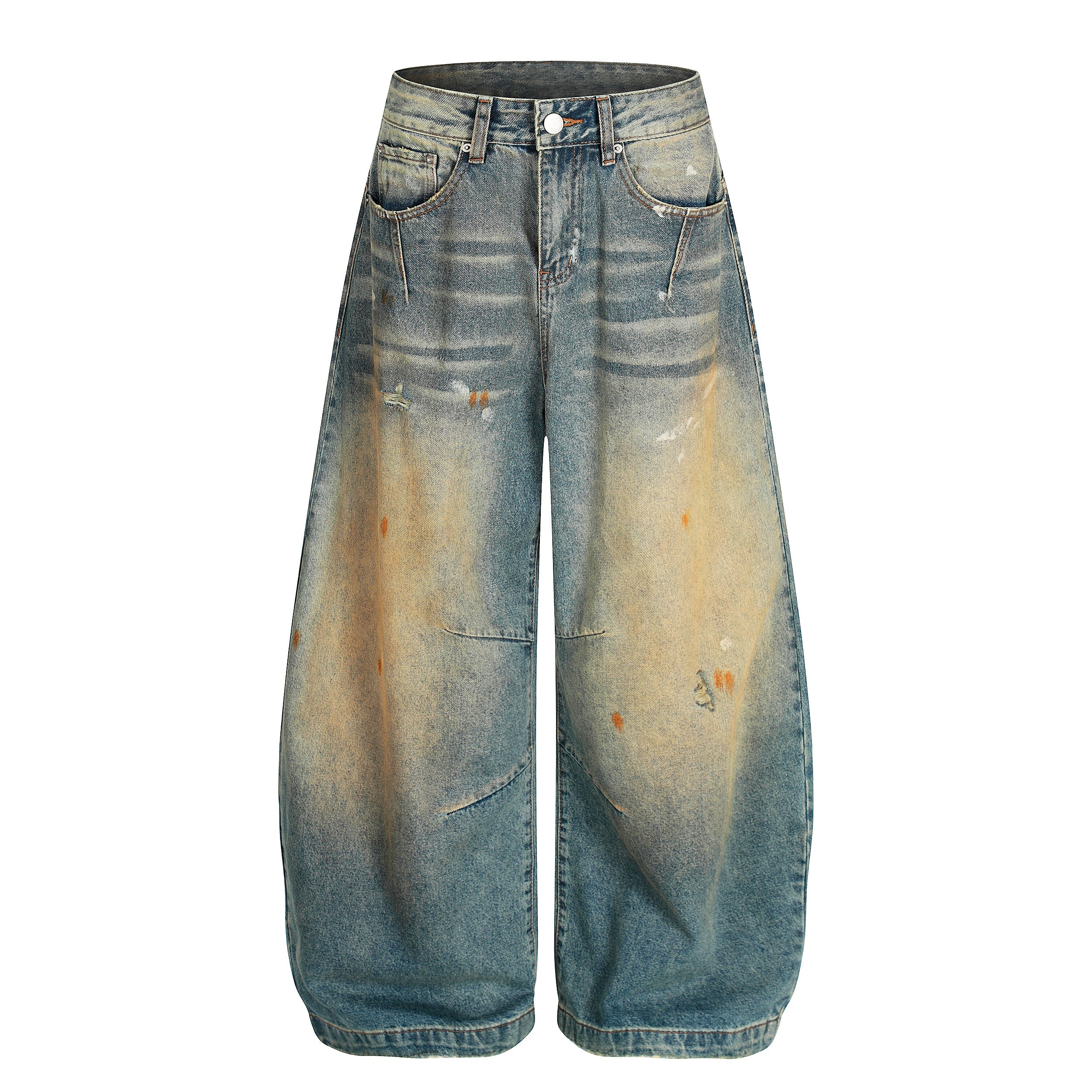 Omirad Sun-Faded Wide-Leg Jeans | Distressed Streetwear Denim