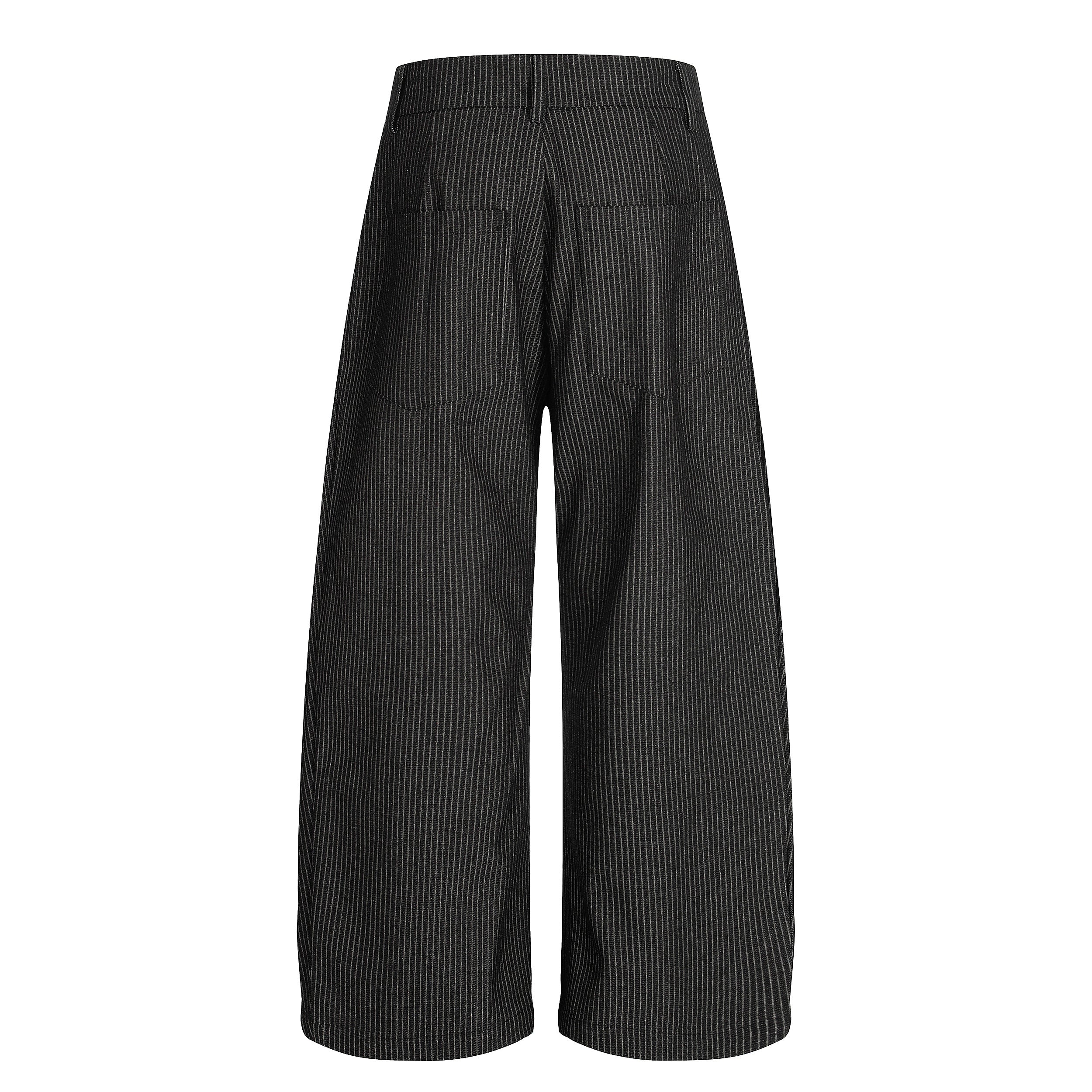 Pinstripe Wide-Leg Pleated Trousers | Relaxed Tailored Fit