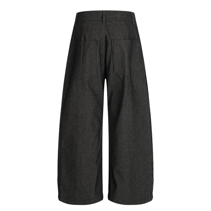 Pinstripe Wide-Leg Pleated Trousers | Relaxed Tailored Fit