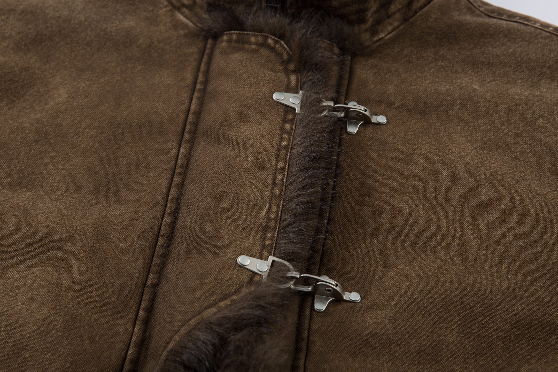 Fur-Lined Toggle Jacket | Vintage Washed Streetwear Coat