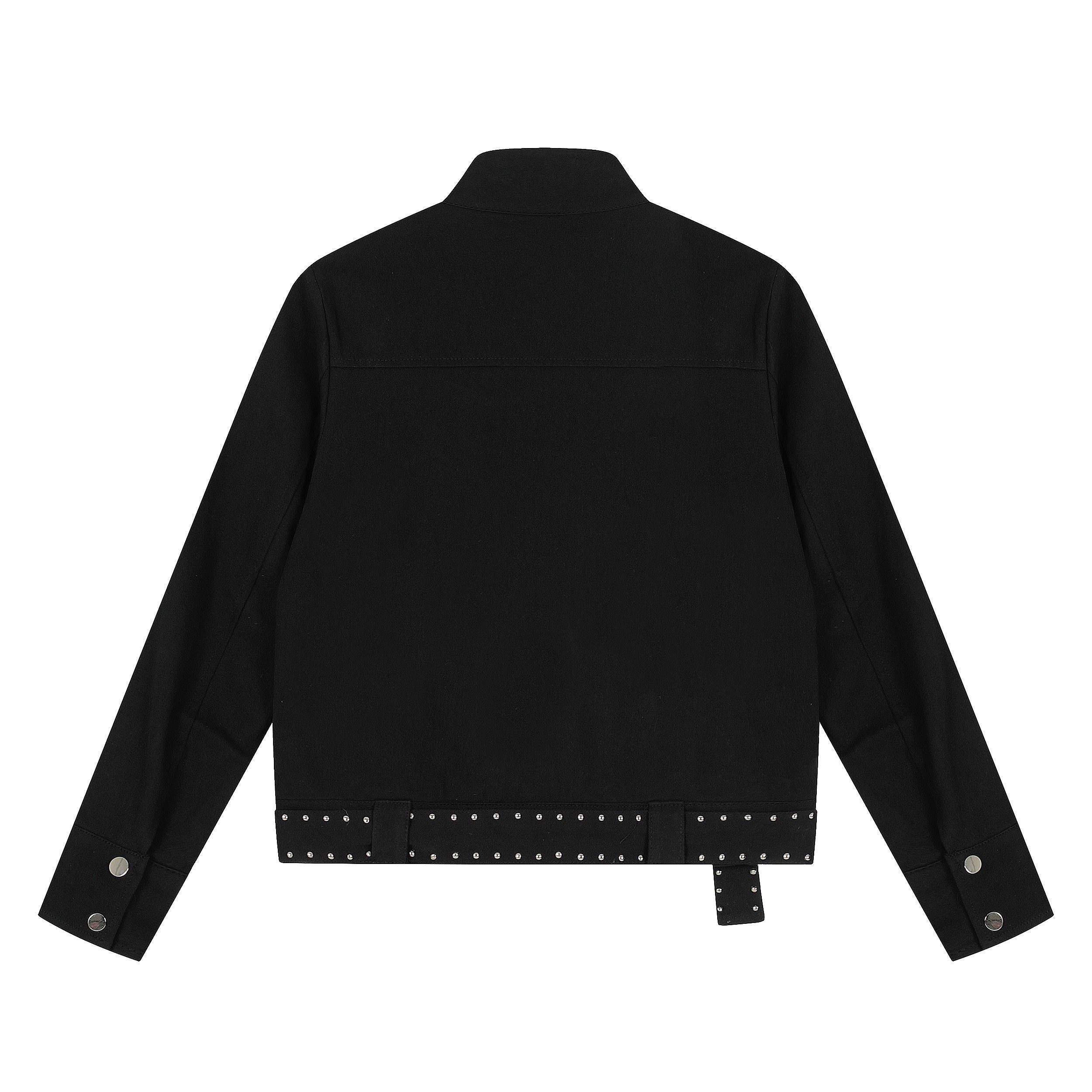 Rivet-Belted Cropped Rider Jacket | Studded Moto Style