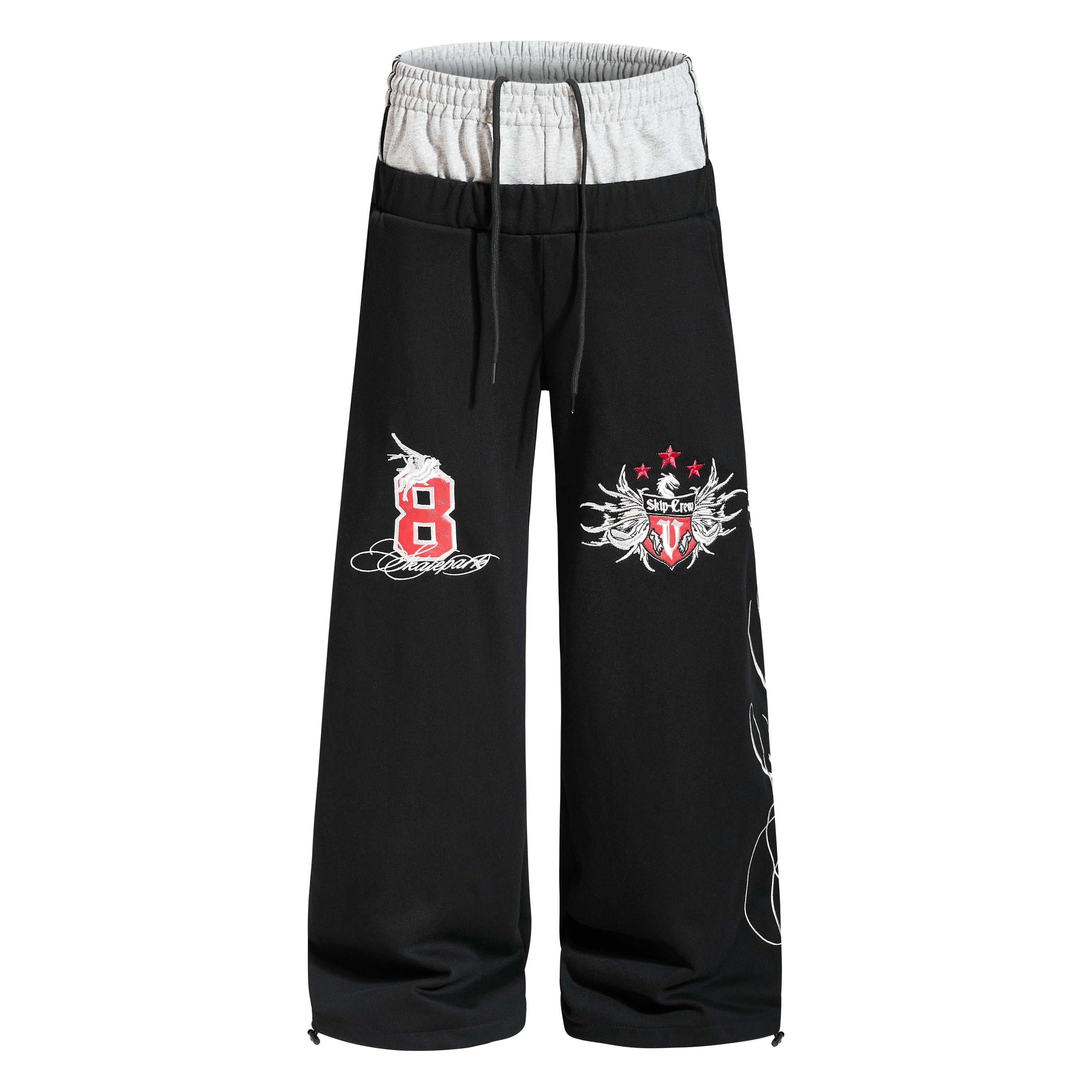 Varsity Crest Wide-Leg Sweatpants | Streetwear Joggers