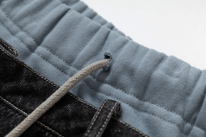 Omirad Dual-Tone Distressed Patchwork Barrel-Leg Jeans