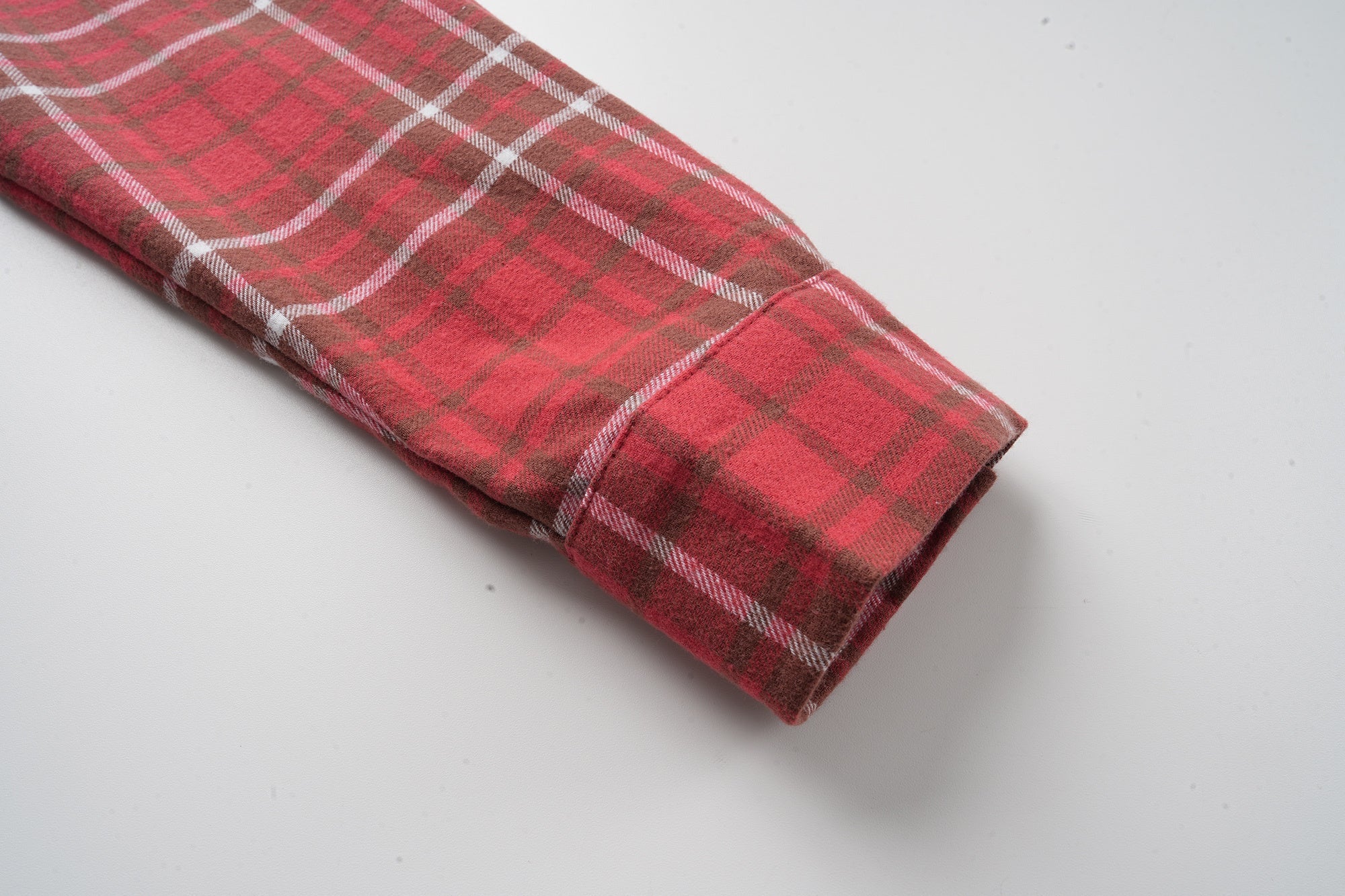 Red Plaid Patchwork Flannel Shirt | Varsity Chest Panels