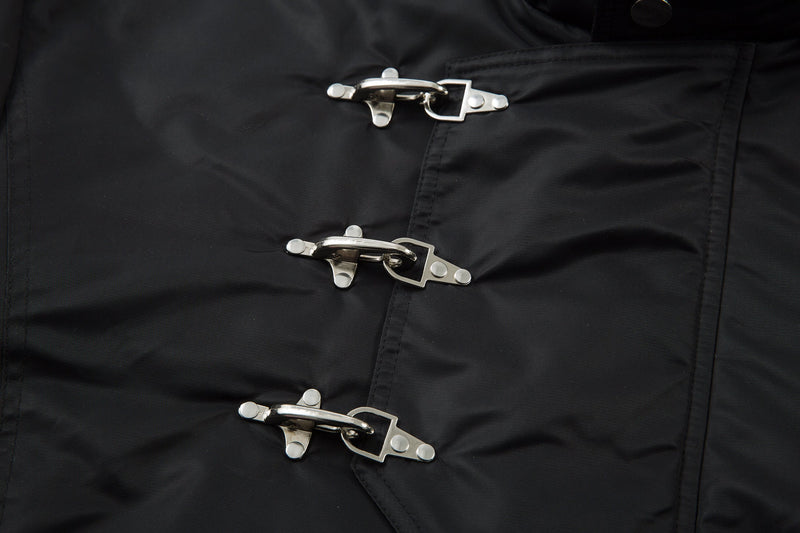 Omirad Toggle-Lock Faux Fur Hood Bomber Jacket | Black