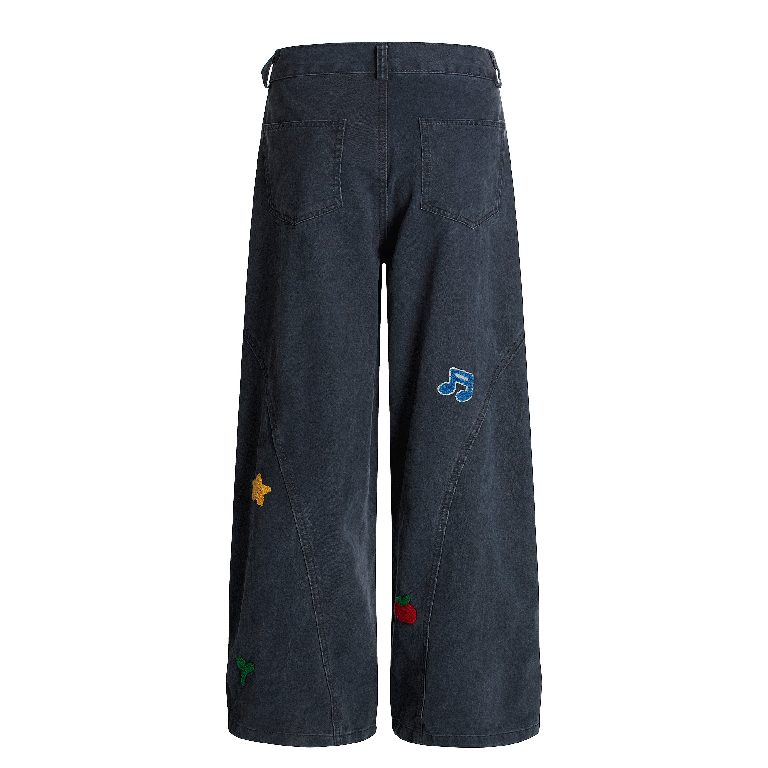 Rainbow Patch Embroidered Wide-Leg Pants | Streetwear