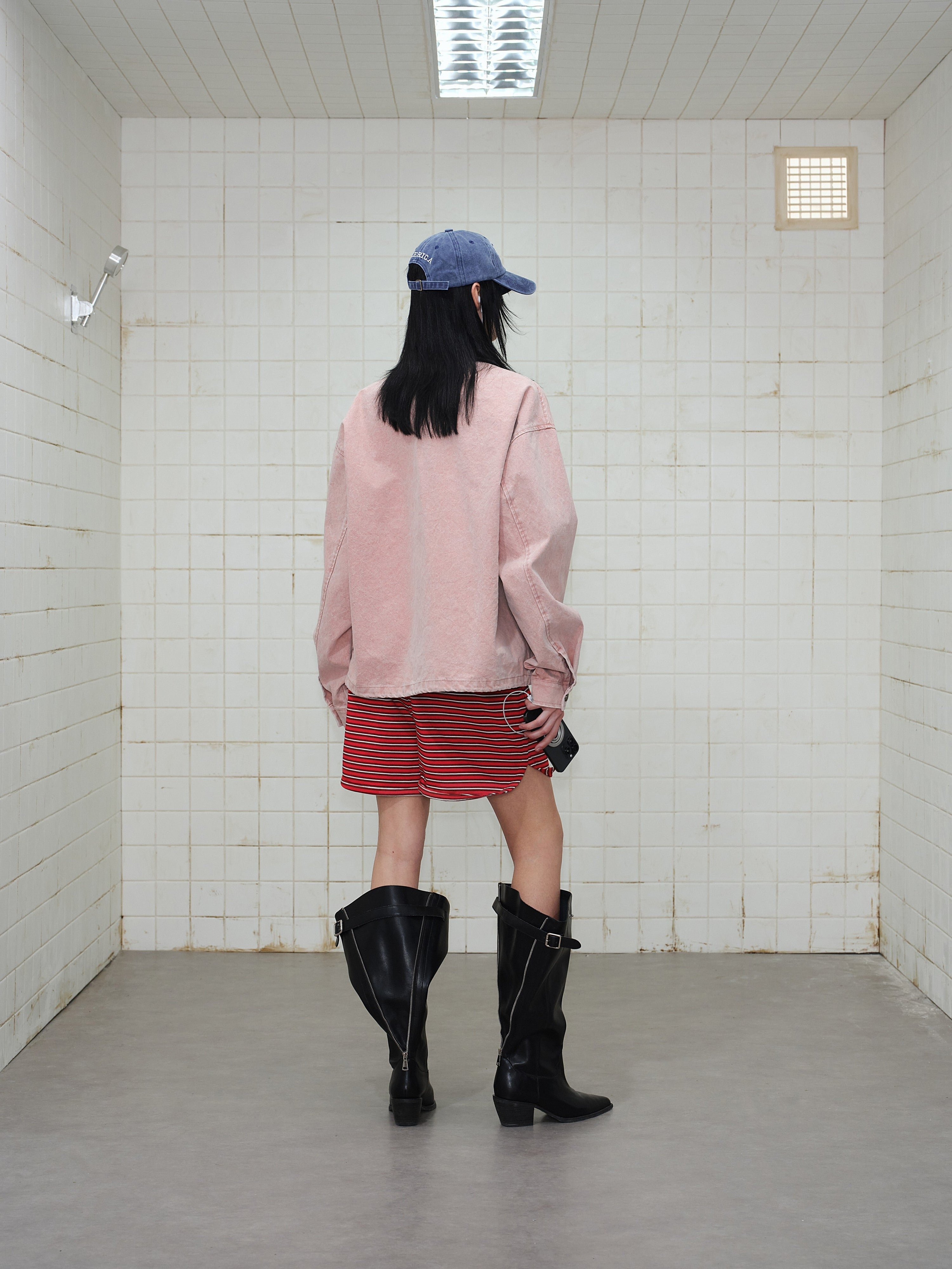 Omirad Washed Zip-Up Jacket | Corduroy Collar Streetwear