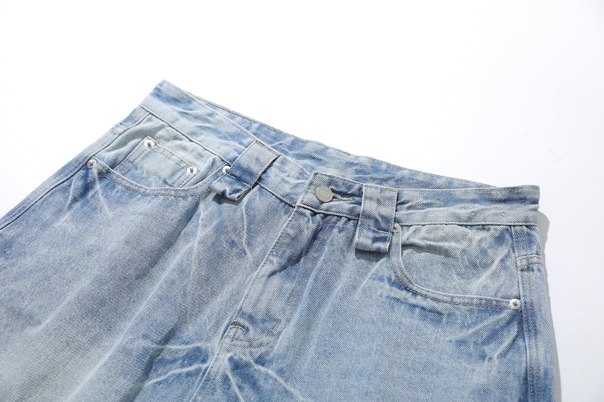 Omirad Vintage Wash Wide-Leg Denim Shorts | A-Line Cut