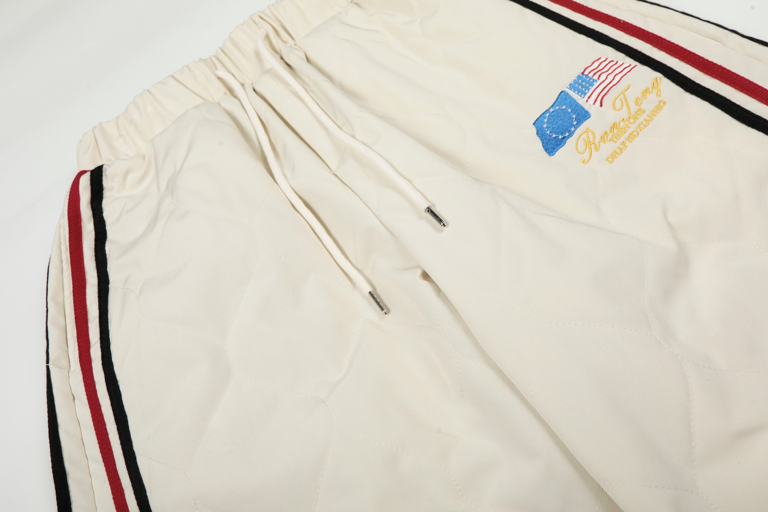 Quilted Wide-Leg Track Pants with Racing Stripes