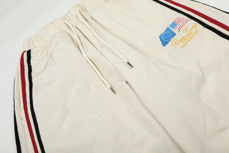 Quilted Wide-Leg Track Pants with Racing Stripes