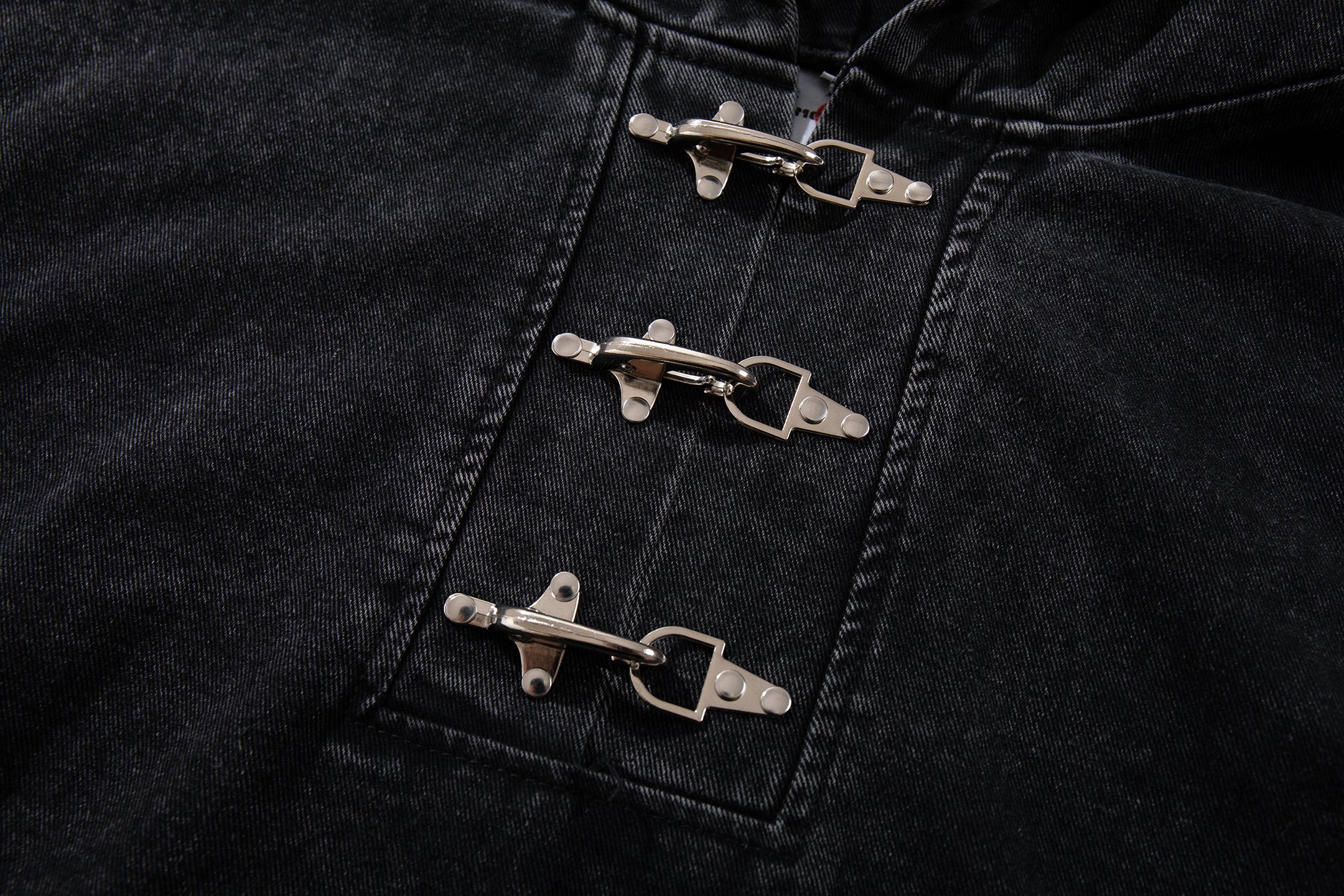 Washed Denim Hoodie with Metal Toggle Front | Omirad