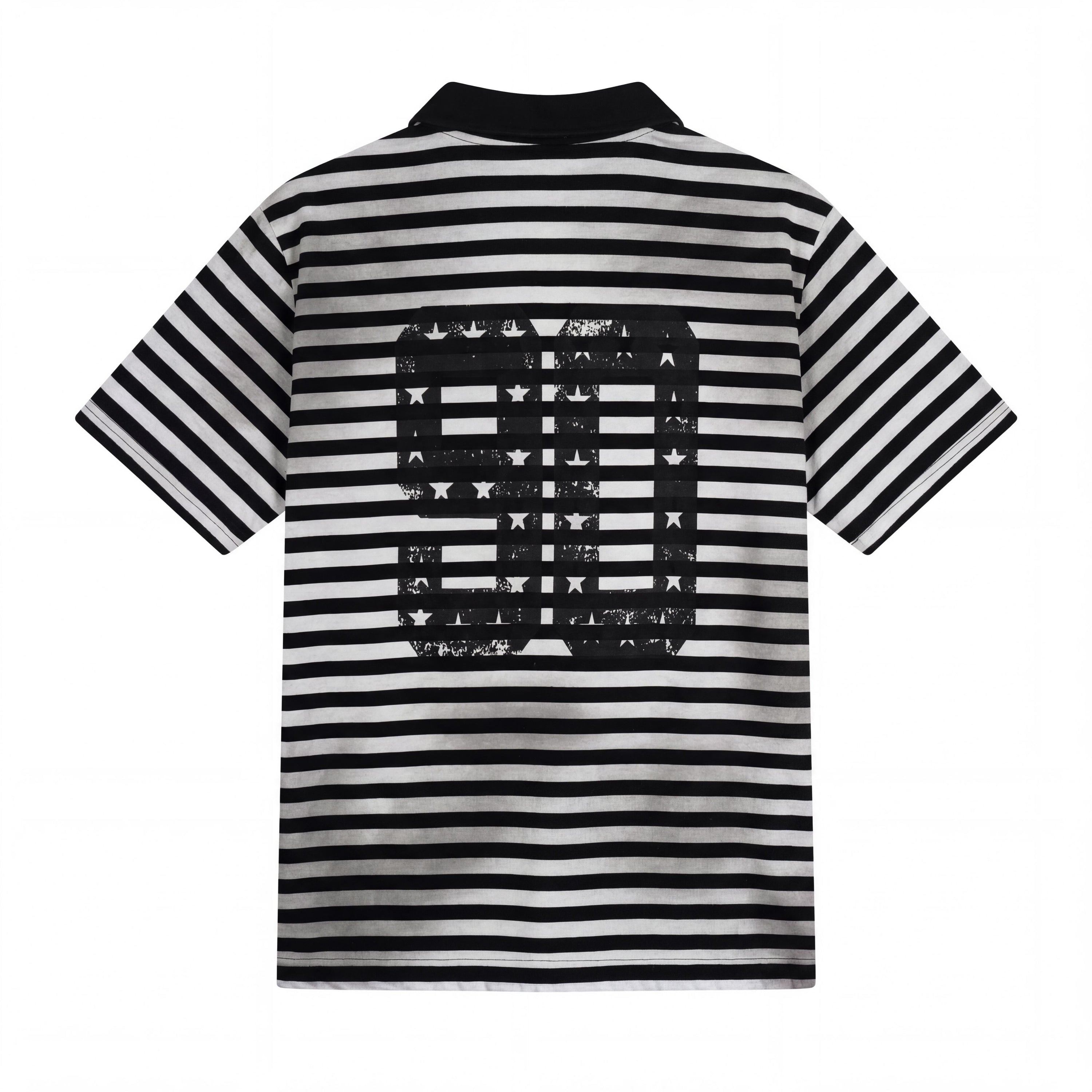Omirad Stripe Crest Polo Tee | Red & Grey Striped Short Sleeve