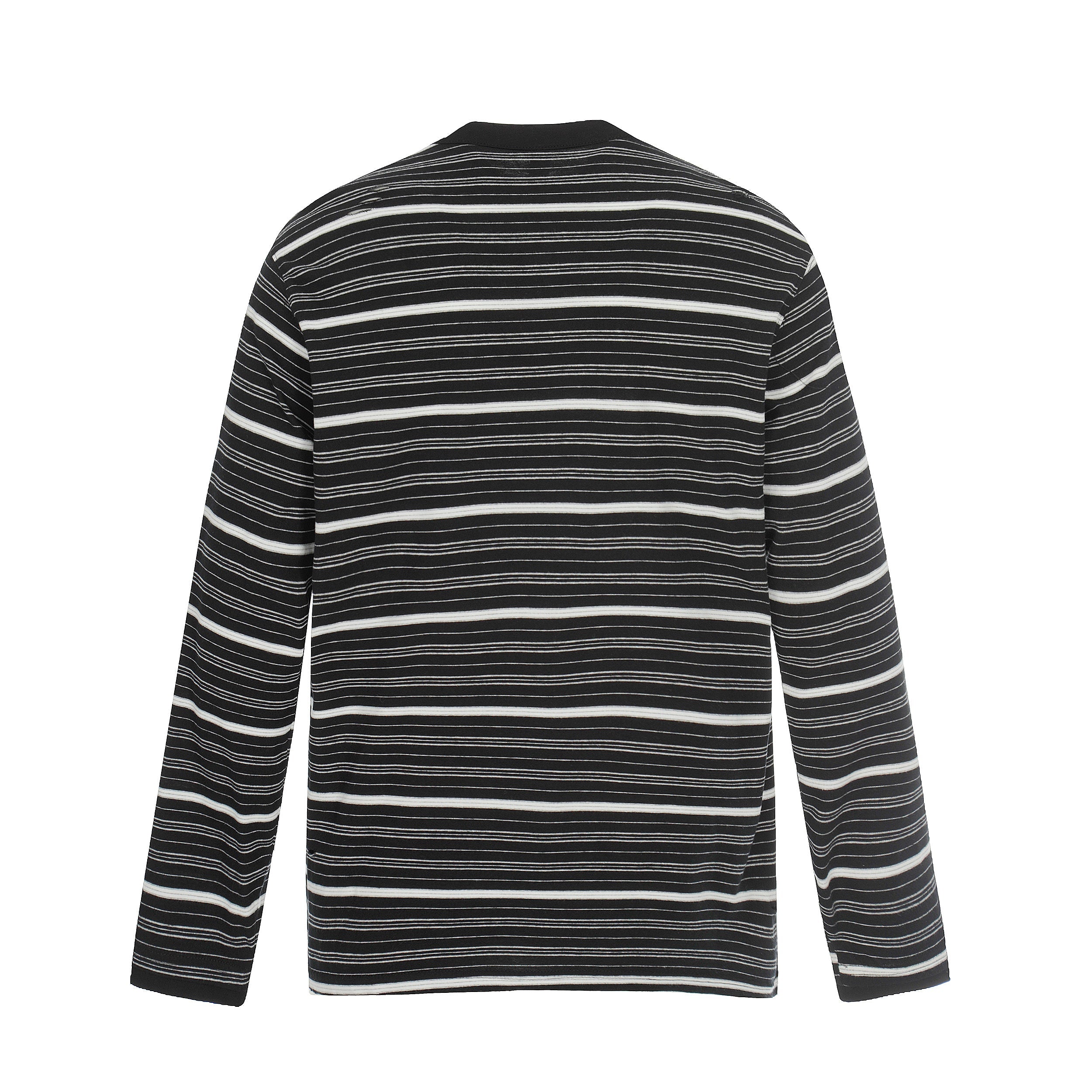 Men's Striped Henley Long Sleeve Tee | Distressed Streetwear