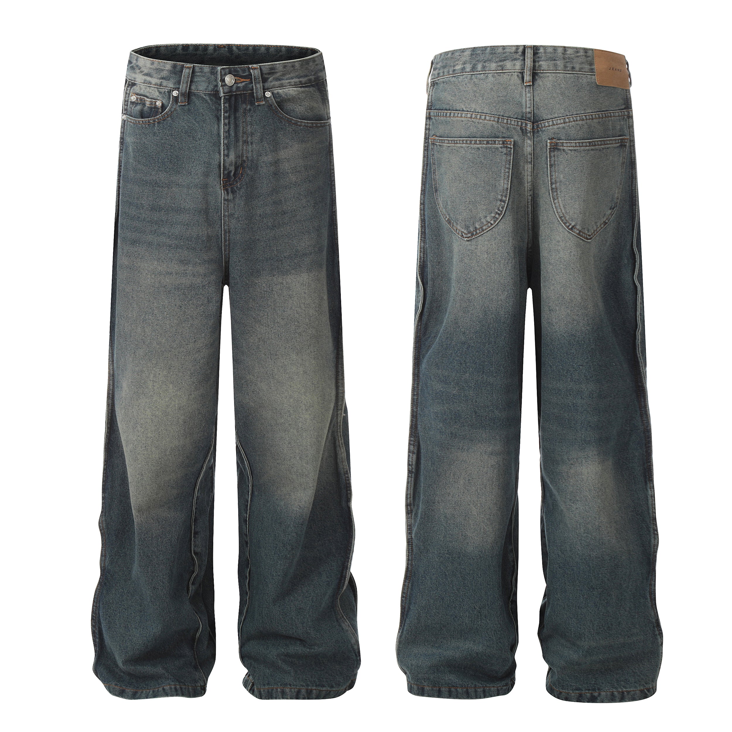 Omirad Classic Fade Wide-Leg Jeans | Vintage Wash Denim