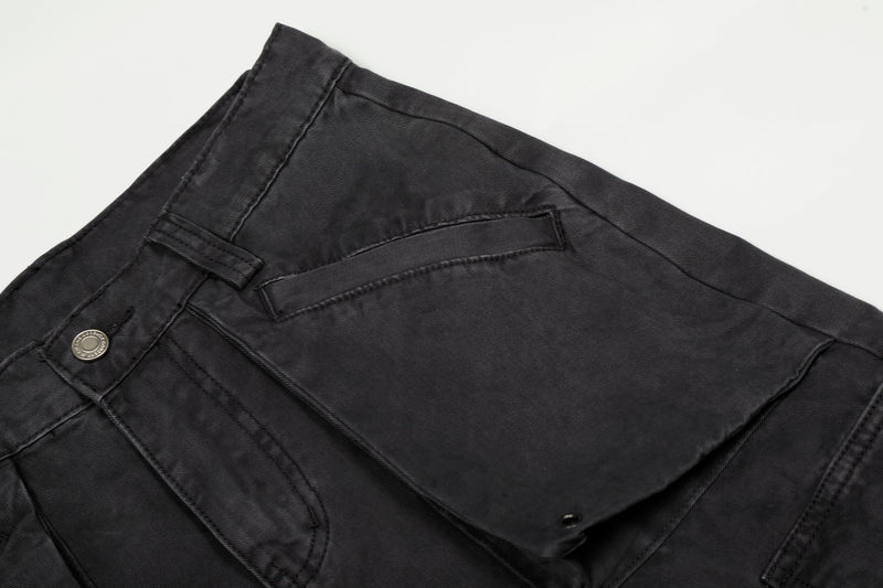 Heavy Cargo Pocket Wide-Leg Pants | Washed Cotton Streetwear