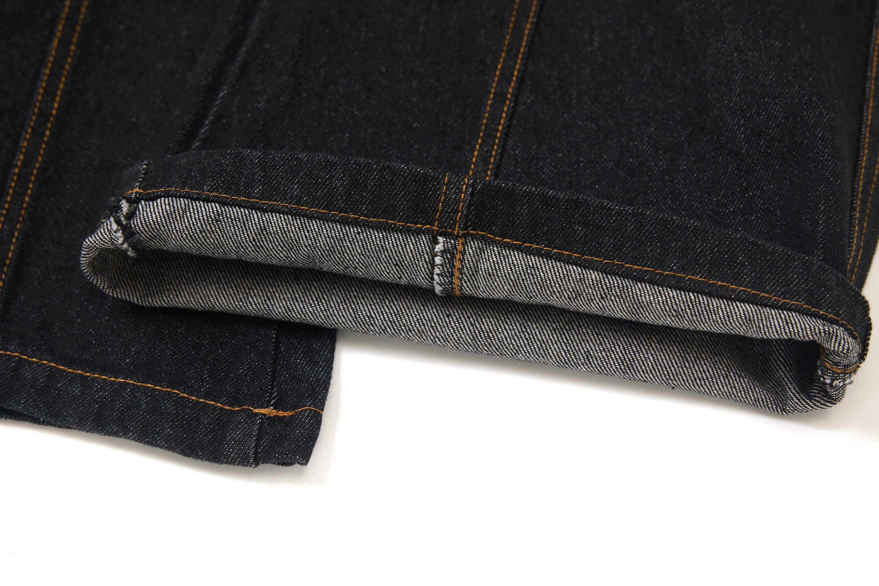 Wide-Leg Jeans with Red Embroidery & Side Drape | SEAKOFF