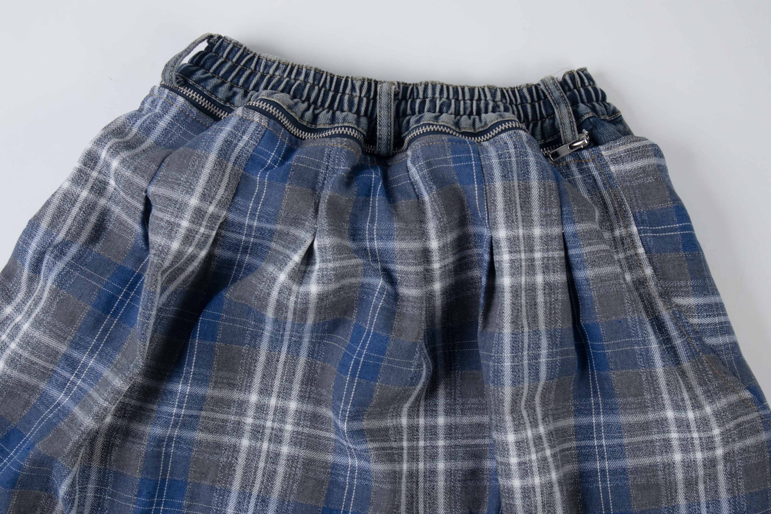 Omirad Layered Plaid Baggy Jeans | Y2K Wide-Leg Denim