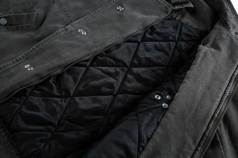 Metal Clasp Utility Jacket | Military-Inspired Cotton Jacket