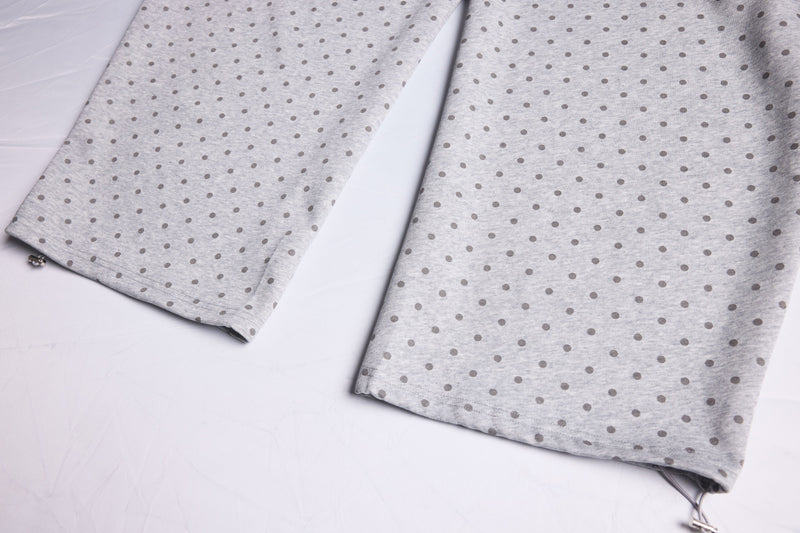 Polka Dot Wide-Leg Sweatpants with Stripe Detail | Omirad