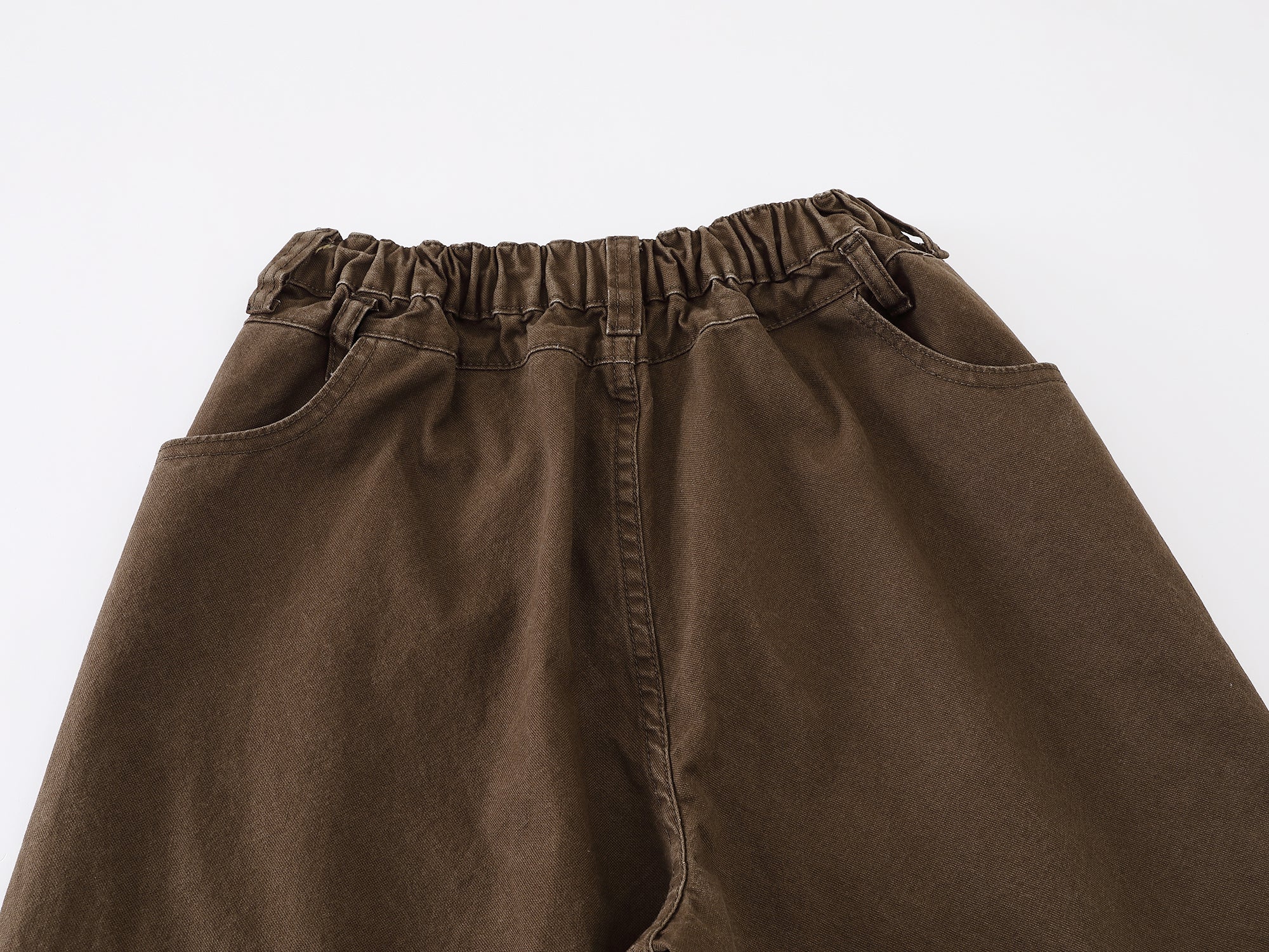 Wide-Leg Cotton Pants with Metal Ring Waist Detail